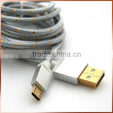 Fabric Braided 5 Pin Micro USB Cable Aluminum Gold Plated USB Cable