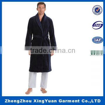 Coral fleece bathrobe Factory cheap coral fleece robe polar fleece SPA hooded men bathrobe embroidered robe