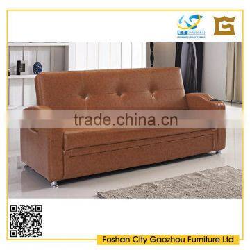 Fashion Design Rhombus Leather Recliner Sofa Foldable Bed With Metal Legs