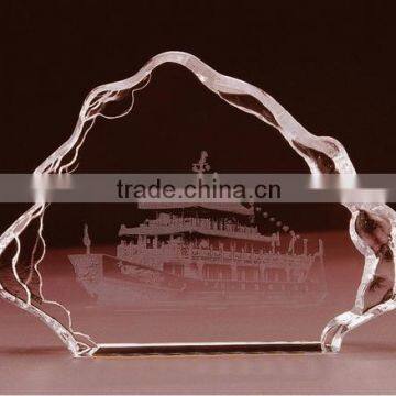 nice clear unique 3d engraved carving crystal ship iceberg