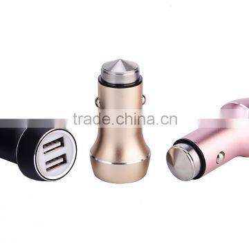 5V 2.4A safty mini Copper/Aluminum usb car charger with hammer