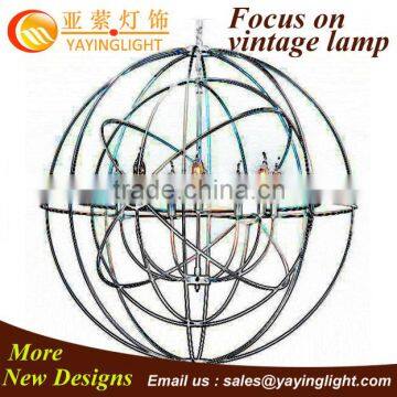 Chrome circular shape candle antique chandeliers, decorative chandeliers attic