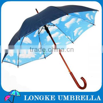 24" Wooden blue sky Straight Umbrella