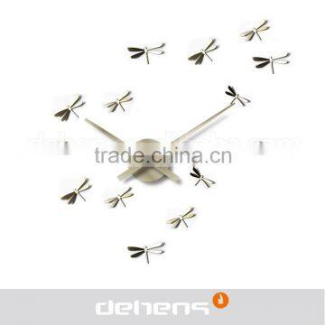 DEHENG 2016 hot 3D modern diy dragonfly wall clock