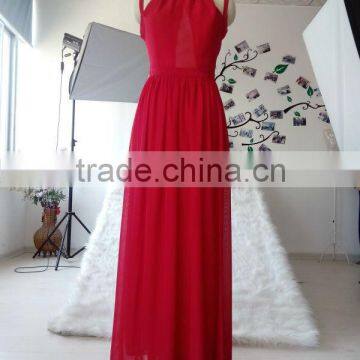 Unique Back Design Fashion Ladies Evening Wear Floor Length Long Dress Chiffon New Style photo-2