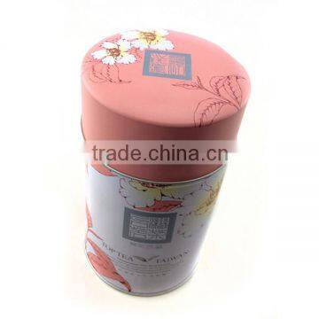 food safe cylinder metal tin tea boxes with inner lid