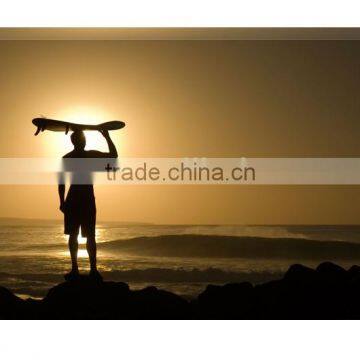 HOT! Surfing man at sunset black and white canvas paintings