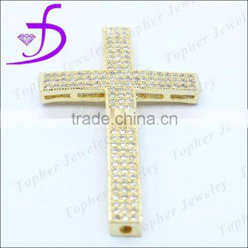 925 sterling silver gold jewelry wholesale micropave setting cross pendant