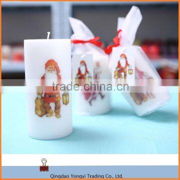 white christmas pillar candle