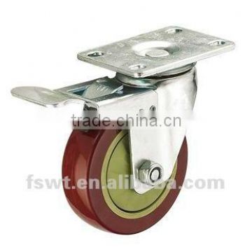 Single Bearing PU/PVC Caster Wheel With Total Brake