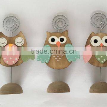 Easter Wooden owls card holder decoration on topdesk for home or party decorative wooden good sales owls massage clips gifts