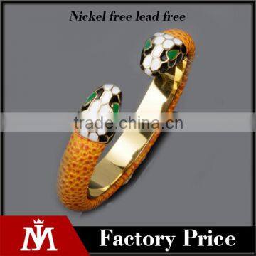 2016 New arrival stainless steel gold plated bracelet jewelry women vintage leather bangle