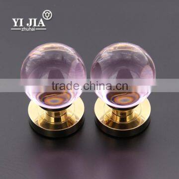 Zinc Alloy Pink Round Glass Pull Knob Door Lock photo-2