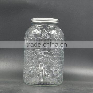 3.5L Clear Glass Beverage Dispenser Jar with tap wholesale