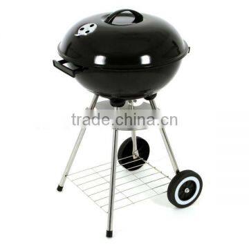 portable black/red round charcoal barbecue grill with wheel