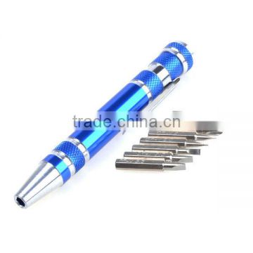 Handle Alloy 8 in 1 Blue Screwdriver Pen Set Kit Mobile Repair Tools