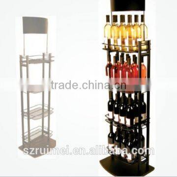 Upright commercial supermarket multi-tier wine display