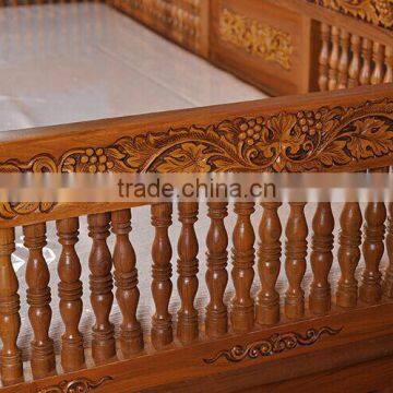 Thailand Style Wood Carved Long Chair, Southeast Furniture Exquisite Handcarving Leisure Sofa Chair (BF01-X1169) photo-5