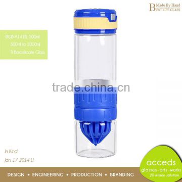 Custom Glass Fruit Juice / Tea Water Bottle Infuser