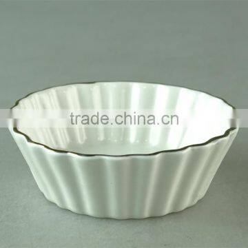 wholesale Stock White round Ceramic Dish with silver line in good quality and reasonable price