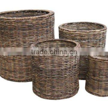 2012 nice style/4pcs round shape planter/solid metal frame/water hyacinth/natural material planter/basket