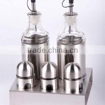 5pieces round glass bottle for oil and vinegar