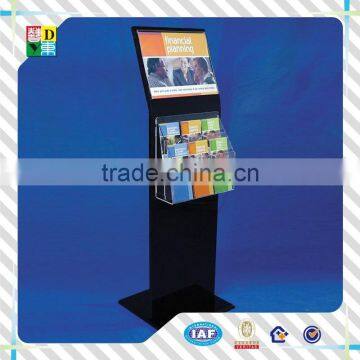 High quality floor stand acrylic black poster display rack/modern design acrylic brochure display rack made in China low price