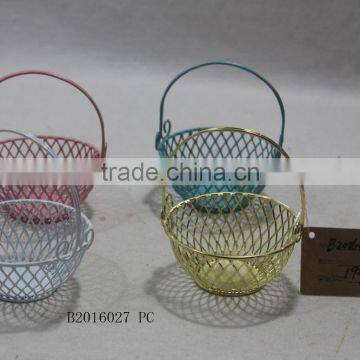 Round Metal Gift Basket With a Handle for Wedding Decoration photo-3