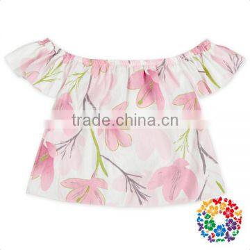 Fashion Frock Design Boutique Summer Top Clothes Ruffle Sleeve Flower Printing Used Clothes