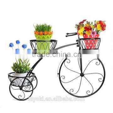 Garden Cart Vintage Parisian Style Tricycle 3 Tier Metal Planter Display Stand / Flower Pot Holder Iron Flower Pot Stand photo-4