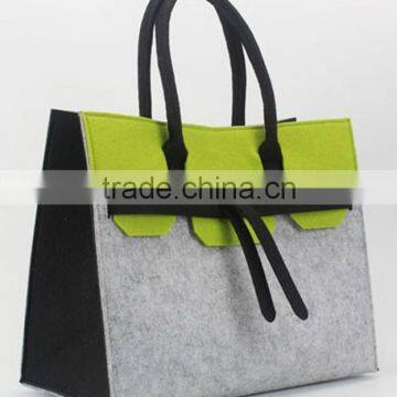 2017 new fashion OEM acceptable customized logo felt non woven lady hand bag china supplier