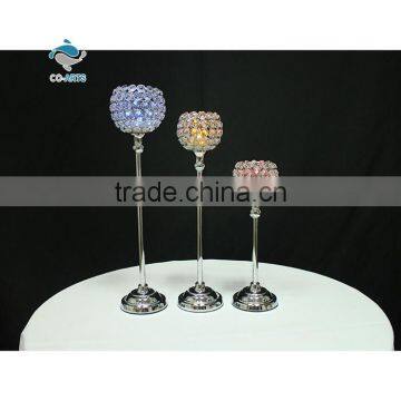 Charming design custom bling cup shape wedding crystal candelabra