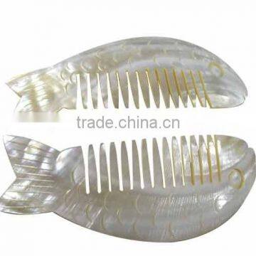 Fashion carved natural mother of pearl hair comb