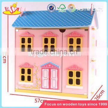 Wholesale Pink Delicate Kids Wooden Dollhouse Beautiful Children Wooden Chic Dollhouse for Sale W06A029 photo-5