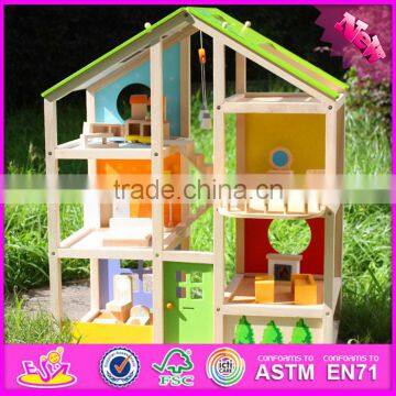 2016 New Design Baby Wooden Doll House Toy, Top Fashion Kids Wooden Doll House Toy, Lovely Wooden Doll House Toy W06A158 photo-4