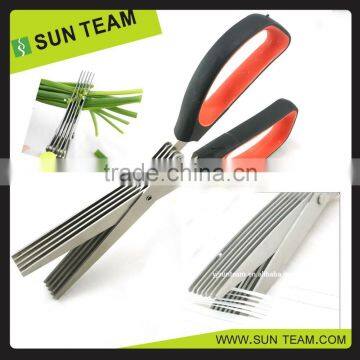 SK085 Best Seller Soft Rubber handle 5 blades herb kitchen shears