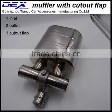 automobile performance muffler with cutout valve in exhaust system