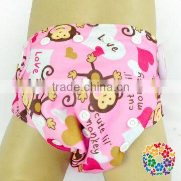 New Fashion Pink Color Baby Diaper Cover Bloomers Monkey Designs Kids Bloomers Soft Baby Adjustable Bloomers Wholesale