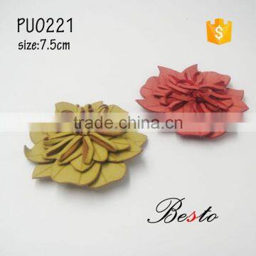 Wholesale Genuine New Custome PU Material Artificial Leather Daisy Flower for Shoes Decoration photo-2
