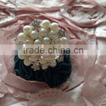 Silver Luxury Pearl & Rhinestone Napkin Ring For Wedding Candlelight Dinner