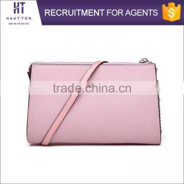 China Wholesale Ladies Small Pink Messenger Bags High Quality Popular Women Genuine Split Cow Leather Strap Shoulder Bag photo-3