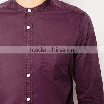 Lightweight Shirt Men In Twill With Grandad Collar photo-3