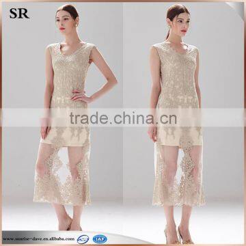 Lady's Mesh Embroidery Long Lace Dress photo-2