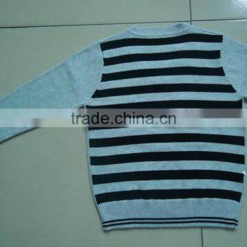 V-neck Pure Cotton Knitting Back Stripe Boys Argyle Sweater photo-3