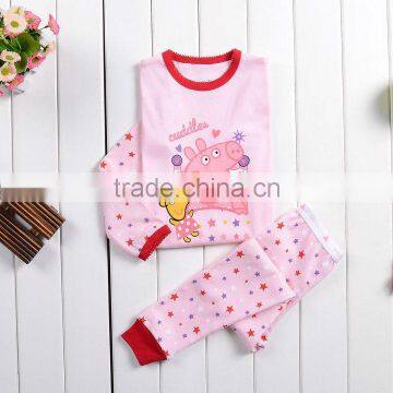 Children's Baby Girls Pink Cartoon Pig Sleepwears Suits cute kids pajamas wholesale SV004461