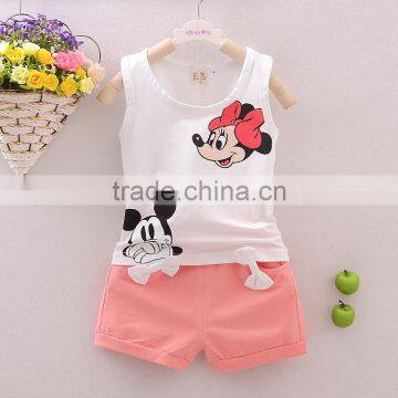 Cotton Sleeveless Vest Girl Shorts Suit photo-3