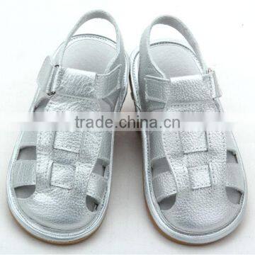 summer dress wholesale sliver cow leather baby gladiator sandals