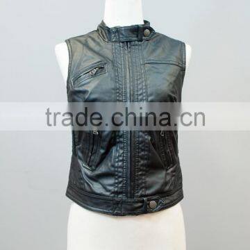 Lady pu Leather Vest #LPU0270 photo-4