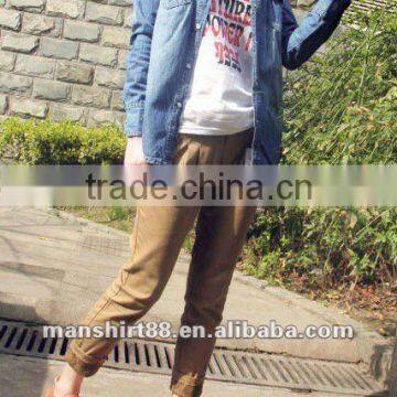 100% Cotton Washed Women's Top Blouses Denim Shirts With 2 Pockets and Snap Buttons photo-4