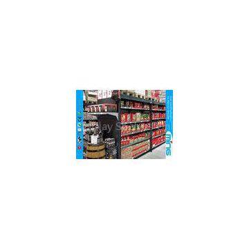 Heavy Duty Black Supermarket Display Shelves Solid Panel , Double Sided